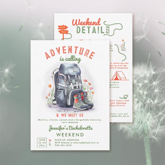 Camping Glamping Wildbloemen Bachelorette Party Kaart