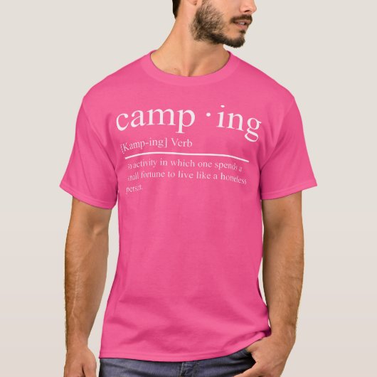 Camping Grappige Beschrijving T-shirt (Voorkant)