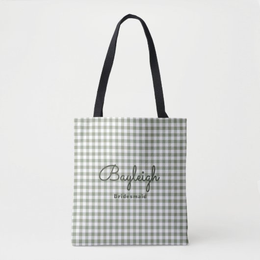 Camping Green Checkered Bridesmaid Tote Bag (Voorkant)