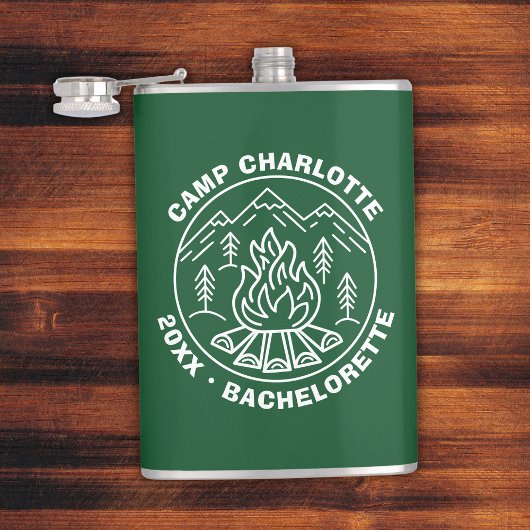 Camping Groen Wit Kamp Bachelorette Aangepast Heupfles