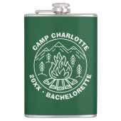 Camping Groen Wit Kamp Bachelorette Aangepast Heupfles (Voorkant)