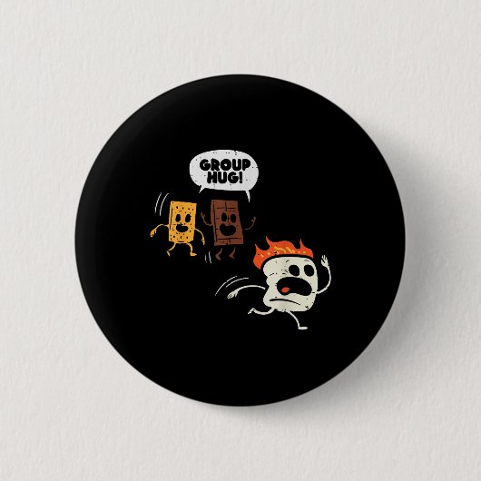 Camping Groep Knuffel Smores Grappige Marshmallow Ronde Button 5,7 Cm (Voorkant)