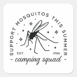 Camping groep trip grappige mug zomer kamp bemanni vierkante sticker