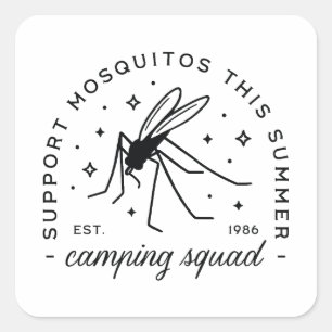 Camping groep trip grappige mug zomer kamp bemanni vierkante sticker
