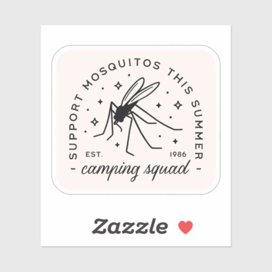 Camping group mosquito funny summer camp trip sticker (Vel)