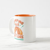 Camping Hair Don't Care Grappig Avontuur Tweekleurige Koffiemok (Voorkant links)