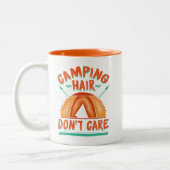 Camping Hair Don't Care Grappig Avontuur Tweekleurige Koffiemok (Links)