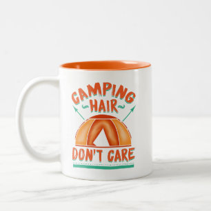 Camping Hair Don't Care Grappig Avontuur Tweekleurige Koffiemok