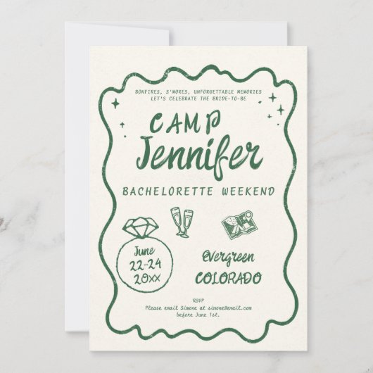 Camping Hand getrokken groene Bach vrijgezellenfee Kaart (Voorkant)