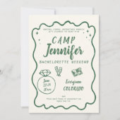 Camping Hand getrokken Lijst Groene vrijgezellenfe Kaart (Voorkant)