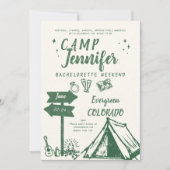 Camping Hand Schrijven Camp Green Bachelorette Par Kaart (Voorkant)