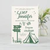 Camping Hand Schrijven Camp Green Bachelorette Par Kaart (Staand voorkant)