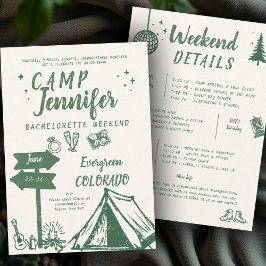 Camping Hand Schrijven Camp Green Bachelorette Par Kaart