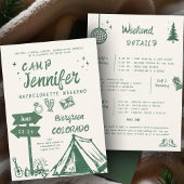 Camping Handgeschreven Camp Green Bachelorette Par Kaart