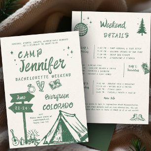 Camping Handgeschreven Camp Green Bachelorette Par Kaart