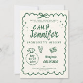 Camping Handgetekende Groene Boog Bachelorette-fee Kaart (Voorkant)
