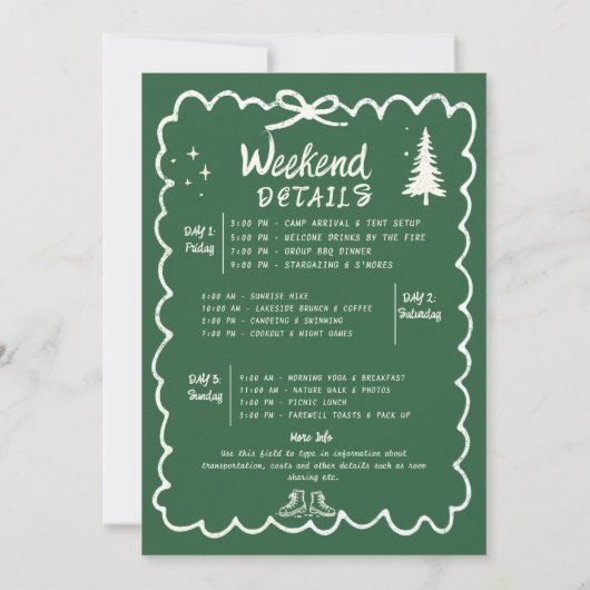 Camping Handgetekende Groene Boog Bachelorette-fee Kaart (Achterkant)