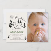 Camping Handgetekende Tent Photo Boy 1e verjaardag Kaart (Voorkant)