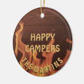 Camping Happy Camper Campfire in ruste, gepersonal Keramisch Ornament (Links)