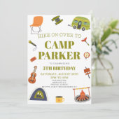 Camping Happy Camper Verjaardagsfeestje Kaart (Staand voorkant)