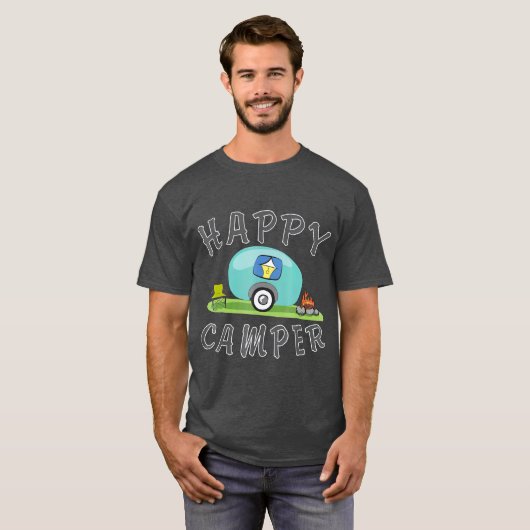 Camping Happy Camping Trailer Camper T-shirt (Voorkant volledig)