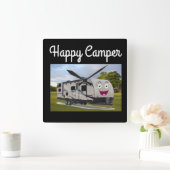 Camping Happy Retirement in de RV door Funnycoomb Vierkante Klok (Huis)