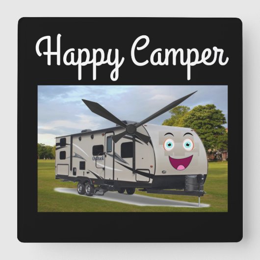Camping Happy Retirement in de RV door Funnycoomb Vierkante Klok (Voorkant)