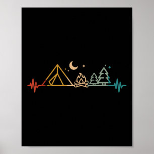 Camping Hartslag Tent Kampeer vuur Bomen Kampeerde Poster