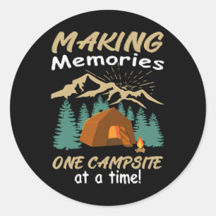CAMPING Herinneringen maken Ronde Sticker