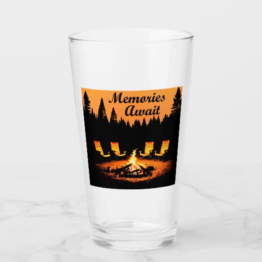 Camping Herinneringen wachten Glas (Voorkant)