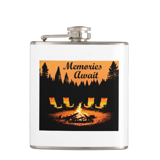 Camping Herinneringen wachten Heupfles (Voorkant)