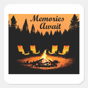 Camping Herinneringen wachten Vierkante Sticker