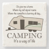 Camping: Het is een manier van leven Stenen Onderzetter (Voorkant)