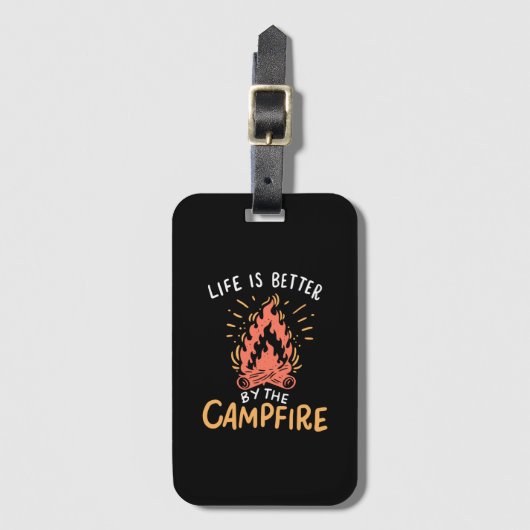 Camping - Het Leven Is Beter Bij Het Kampvuur Bagagelabel (Voorkant (verticaal))