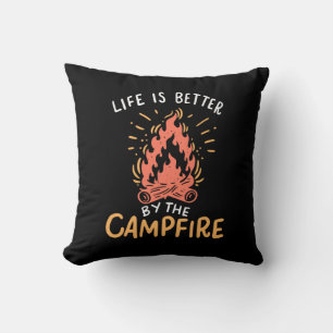 Camping - Het Leven Is Beter Bij Het Kampvuur Kussen