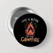 Camping - Het Leven Is Beter Bij Het Kampvuur Ronde Button 7,6 Cm (Voorkant /achterkant)