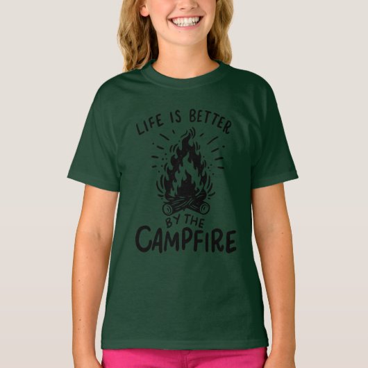 Camping - Het leven is beter bij het kampvuur T-shirt (Voorkant)