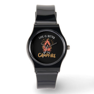Camping - het leven is beter door de kampvuur horloge