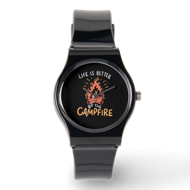 Camping - het leven is beter door de kampvuur horloge (Voorkant)