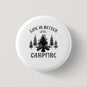 Camping - het leven is beter door de kampvuur ronde button 3,2 cm