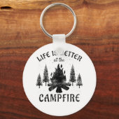 Camping - het leven is beter door de kampvuur sleutelhanger (Voorkant)