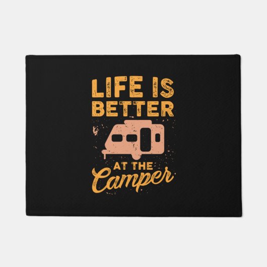 Camping - Het leven is beter in de Camper Deurmat (Voorkant)