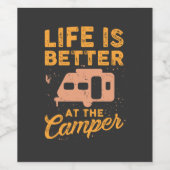 Camping - Het leven is beter in de Camper Wijn Etiket (Enkel label)