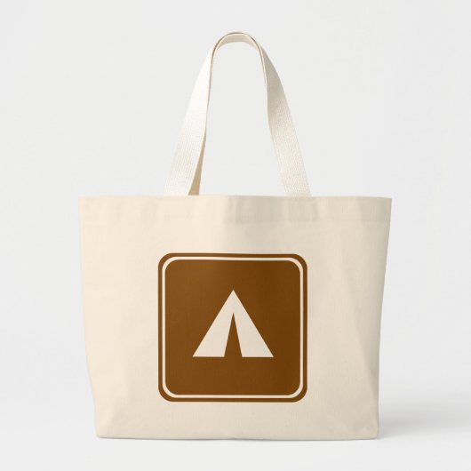Camping Highway Sign Grote Tote Bag (Voorkant)