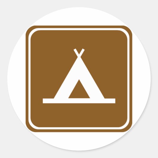 Camping Highway-teken Ronde Sticker (Voorkant)