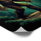 Camping Hiking Bigfoot Walking With Boston Terrier Poster (Hoek)