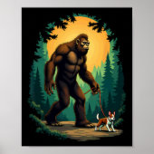 Camping Hiking Bigfoot Walking With Boston Terrier Poster (Voorkant)