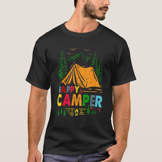 Camping Hiking Cadeau Happy Camper T-shirt (Voorkant)