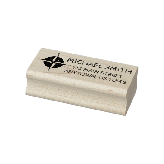 Camping Hiking Compass Summer Camp Adres Rubberstempel (Stempel)