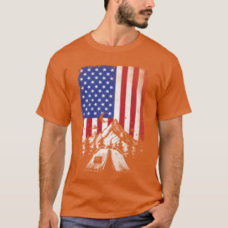 Camping Hiking Lover American Flag For Men Women f T-shirt